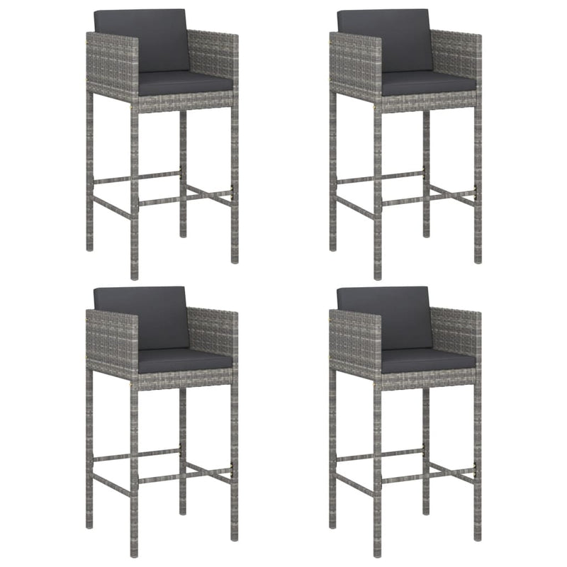 Barstoler med puter 4 stk grå polyrotting
