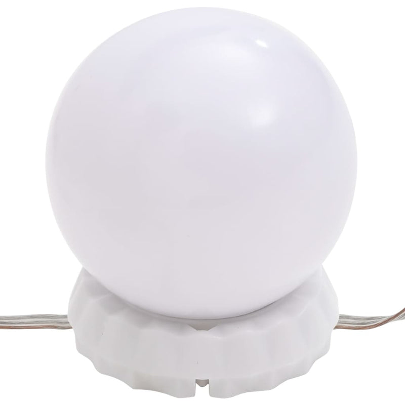 Sminkebord med LED høyglans hvit 74,5x40x141 cm