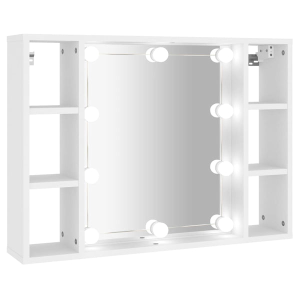 Speilskap med LED hvit 76x15x55 cm