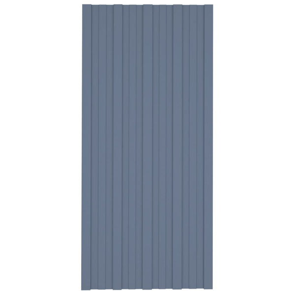 Takplater 12 stk grå 100x45 cm galvanisert stål