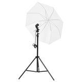 Studiobelysningssett med bakgrunner og paraplyer
