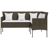 Sofa L-formet med puter polyrotting brun