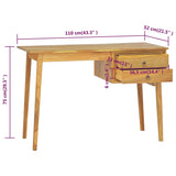 Skrivebord med 2 skuffer 110x52x75 cm heltre teak
