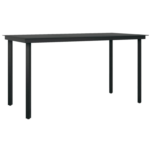 Hagebord svart 140x70x74 cm stål og glass