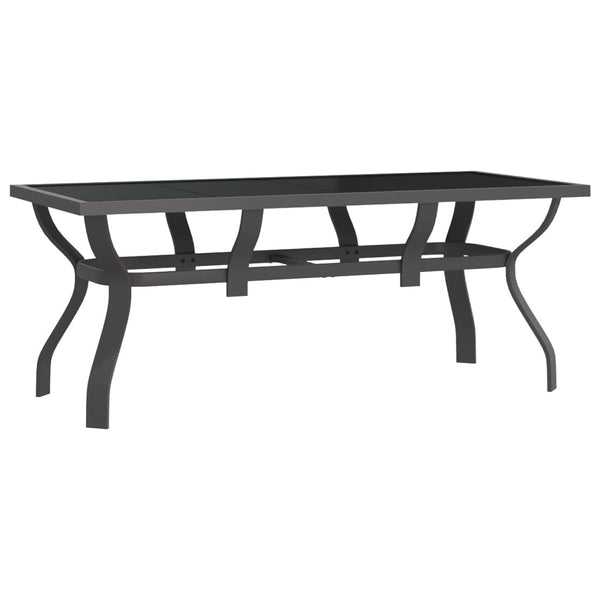 Hagebord grå og svart 180x80x70 cm stål og glass