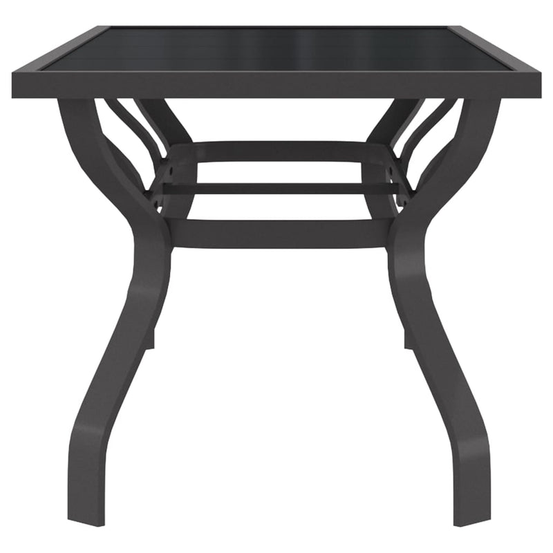 Hagebord grå og svart 180x80x70 cm stål og glass