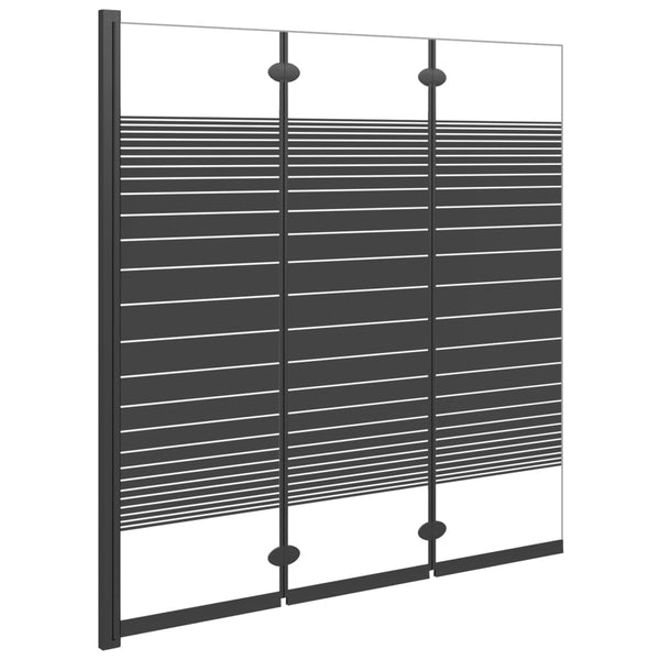 Leddet dusjdør med 3 paneler 130x130 cm ESG svart