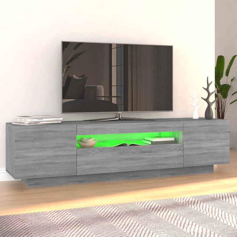 TV-benk med LED-lys grå sonoma eik 160x35x40 cm