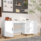 Skrivebord høyglans hvit 140x50x75 cm konstruert tre