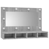 Speilskap med LED grå sonoma 90x31,5x62 cm