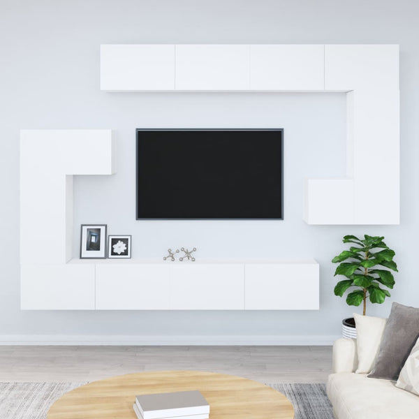 Veggmontert TV-benk hvit konstruert tre