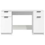 Skrivebord med sideskap hvit konstruert tre