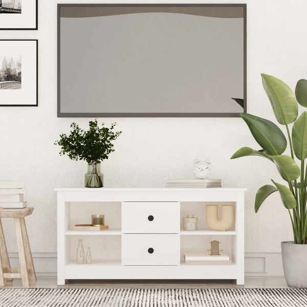 TV-benk hvit 103x36,5x52 cm heltre furu