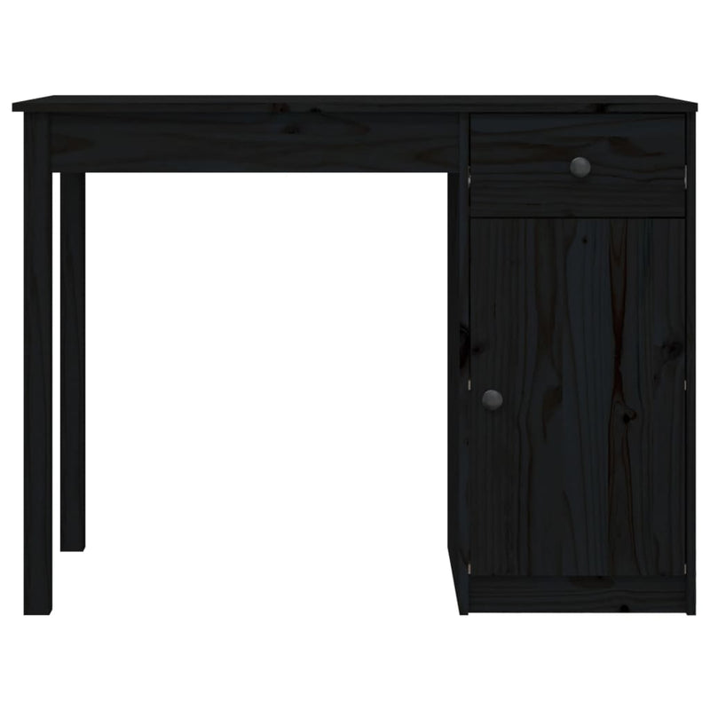 Skrivebord svart 100x50x75 cm heltre furu