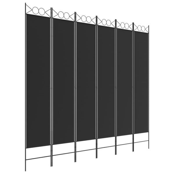 Romdeler 6 paneler svart 240x220 cm stoff