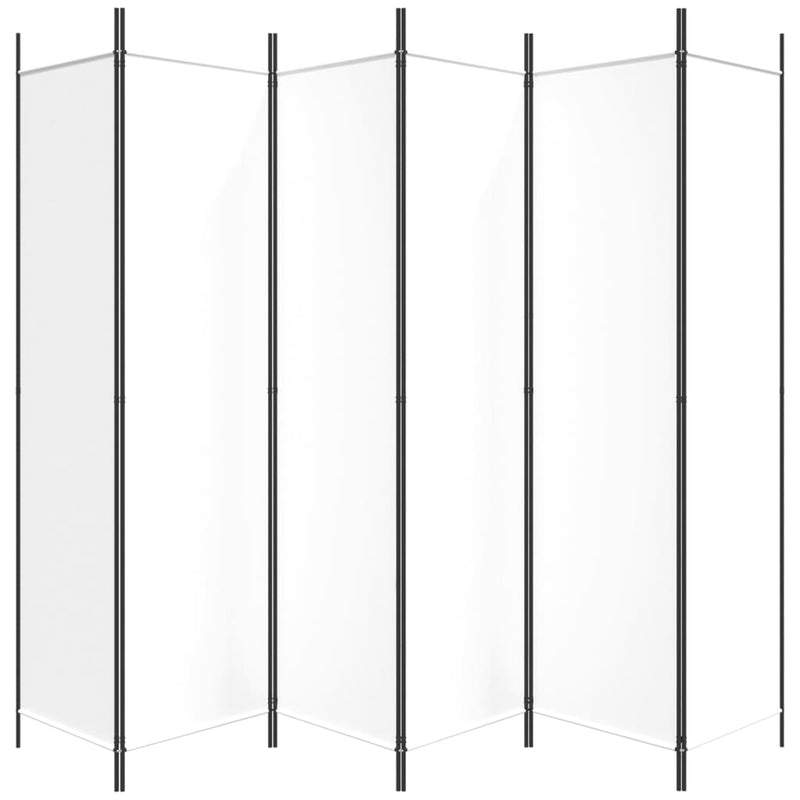 Romdeler 6 paneler hvit 300x200 cm stoff