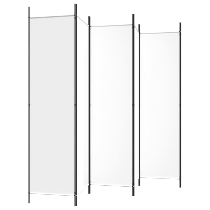 Romdeler 6 paneler hvit 300x200 cm stoff