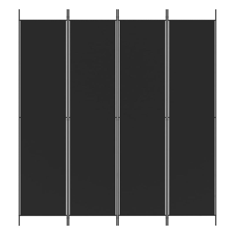 vidaXL Romdeler 4 paneler svart 200x220 cm stoff