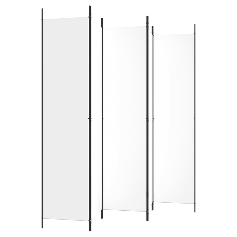 Romdeler med 5 paneler hvit 250x220 cm stoff