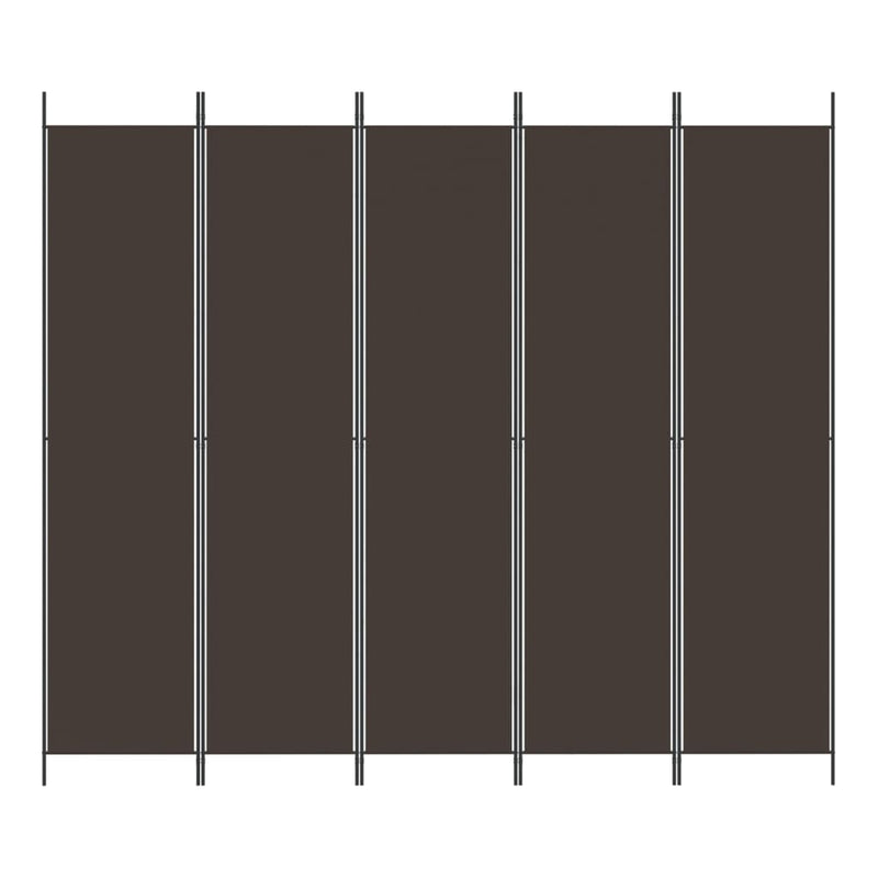 Romdeler 5 paneler brun 250x220 cm stoff