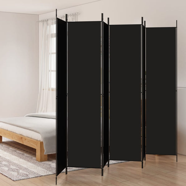 Romdeler 6 paneler svart 300x220 cm stoff