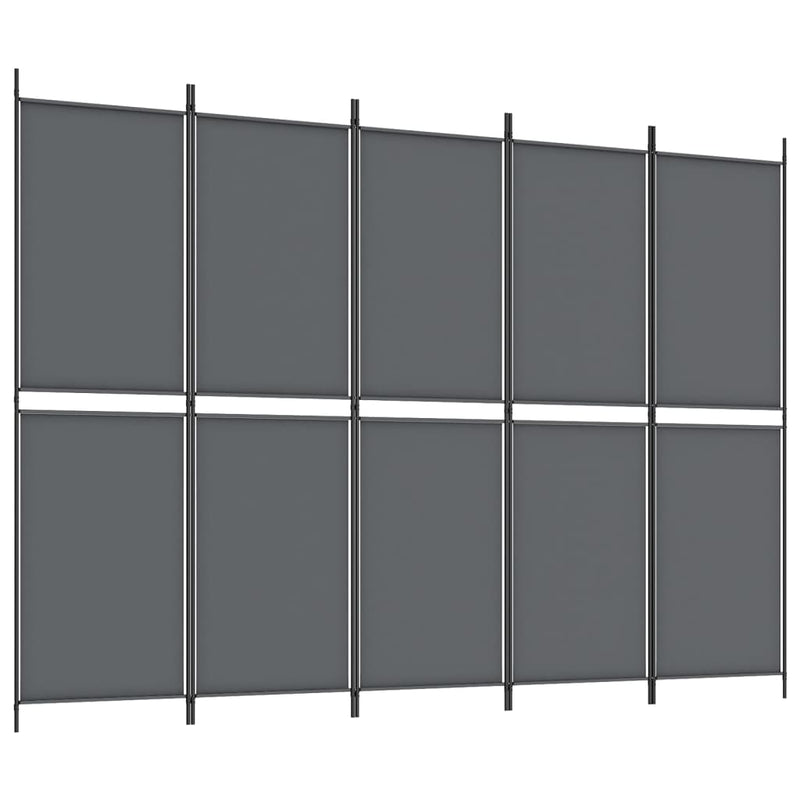 Romdeler med 5 paneler antrasitt 250x180 cm stoff