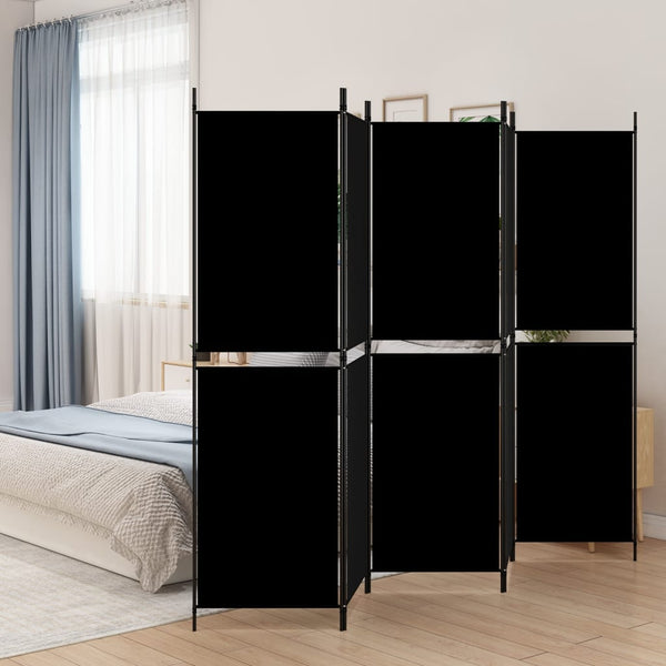vidaXL Romdeler med 5 paneler svart 250x180 cm stoff