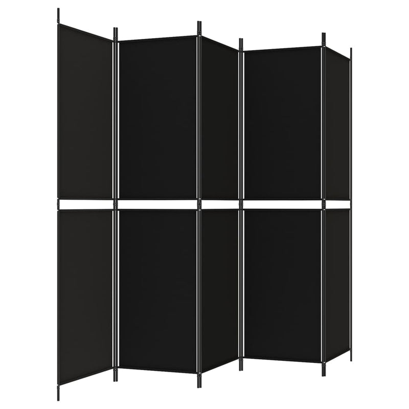 Romdeler 5 paneler svart 250x200 cm stoff