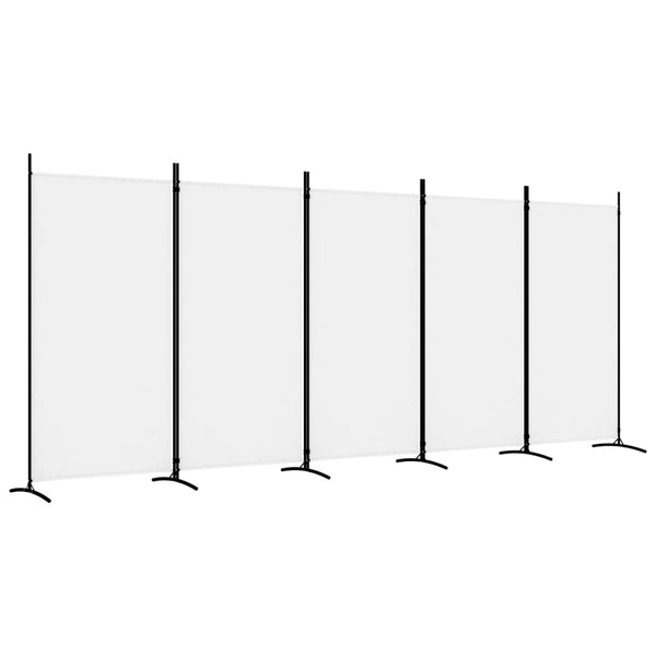 Romdeler med 5 paneler hvit 433x180 cm stoff
