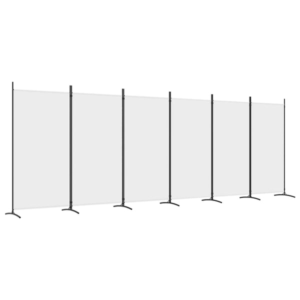 Romdeler med 6 paneler hvit 520x180 cm stoff