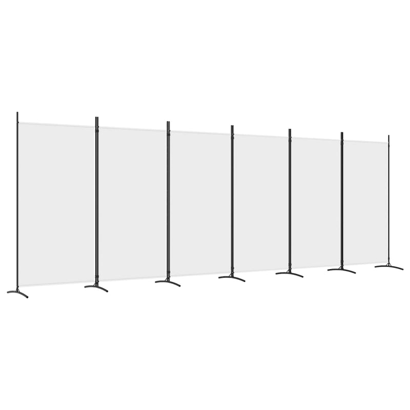 Romdeler med 6 paneler hvit 520x180 cm stoff