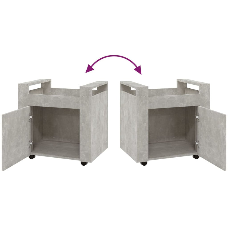 Tralle til skrivebord betonggrå 60x45x60 cm konstruert tre