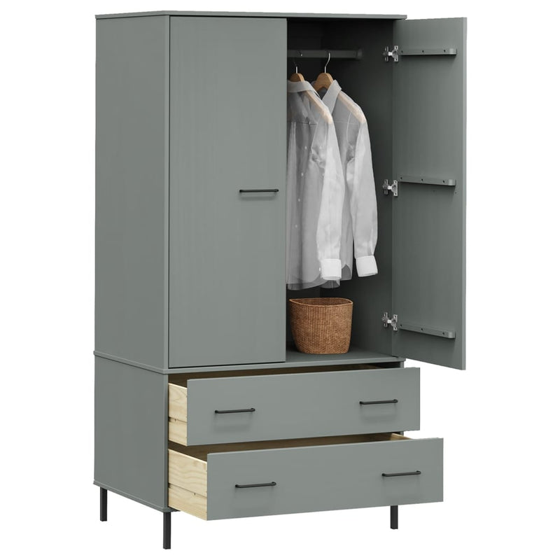 Garderobe med metallben grå 90x55x172,5 cm heltre OSLO