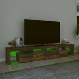 TV-benk med LED-lys røkt eik 230x36,5x40 cm