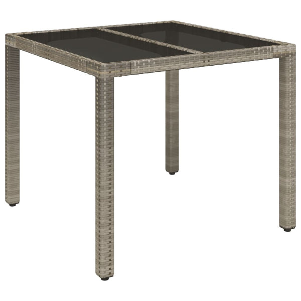 Hagebord med glassplate grå 90x90x75 cm polyrotting