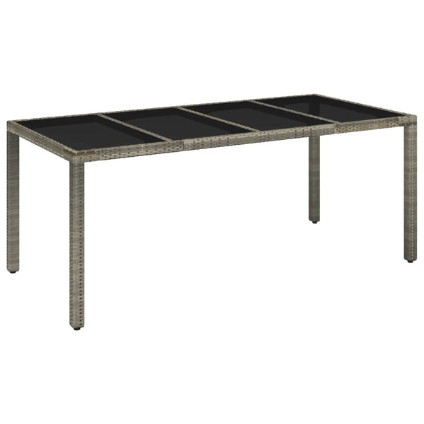 Hagebord med glassplate grå 190x90x75 cm polyrotting