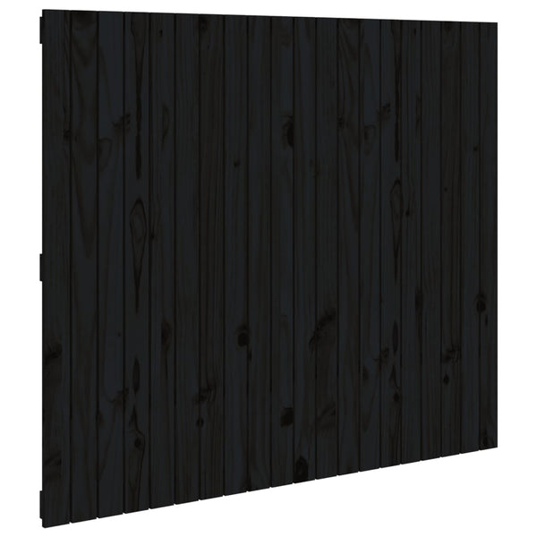 Veggmontert sengegavl svart 127,5x3x110 cm heltre furu