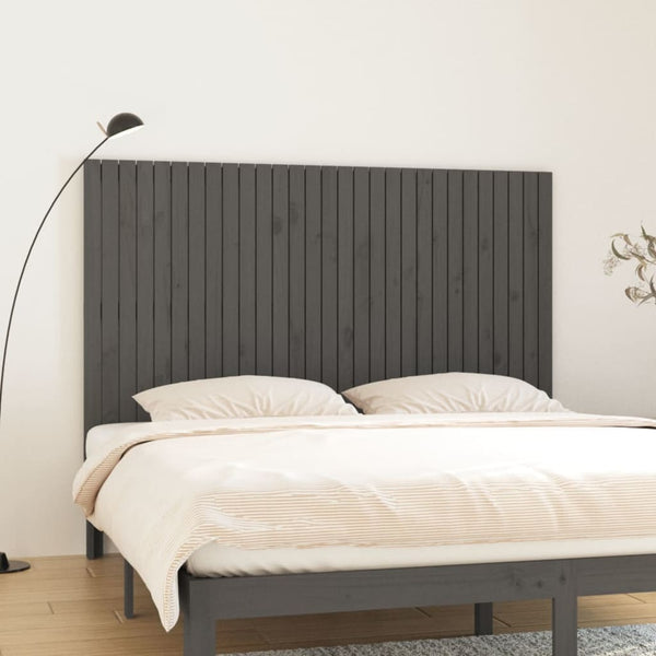 Veggmontert sengegavl grå 185x3x110 cm heltre furu