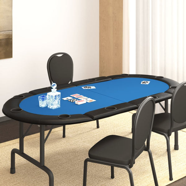 Pokerbord sammenleggbart 10 spillere blå 208x106x3 cm