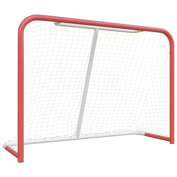Hockeymål med nett rød og hvit 153x60x118 cm stål og polyester