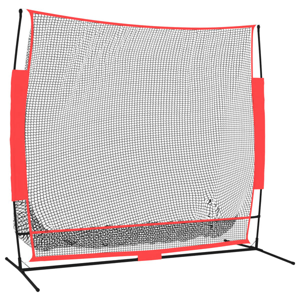 Bærbart baseballnett svart og rød 215x107x216 cm polyester