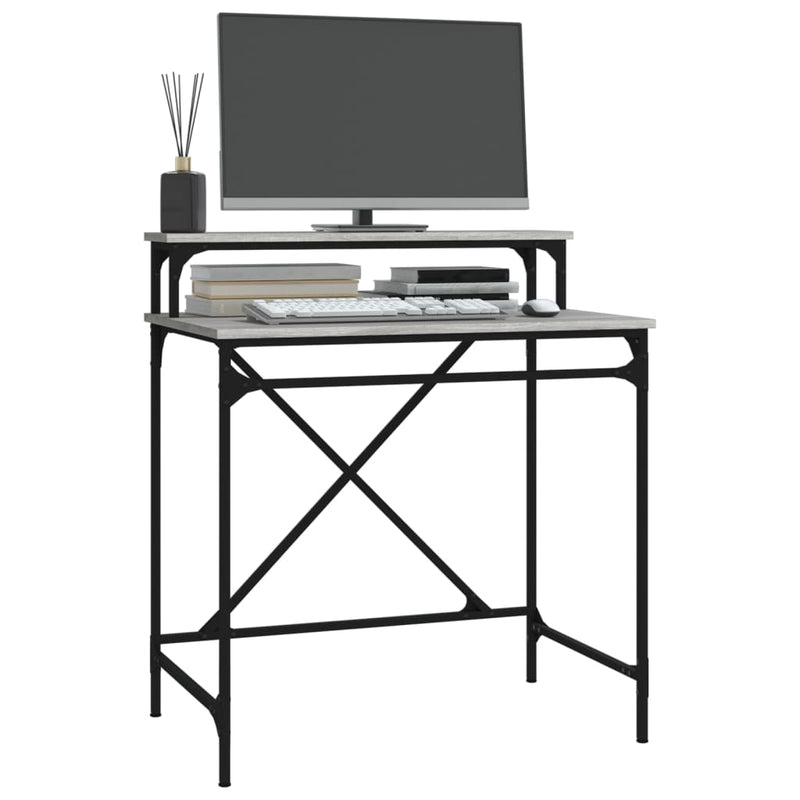 Skrivebord grå sonoma 80x50x90 cm konstruert tre og jern