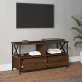 TV-benk brun eik 90x33x45 cm konstruert tre og jern