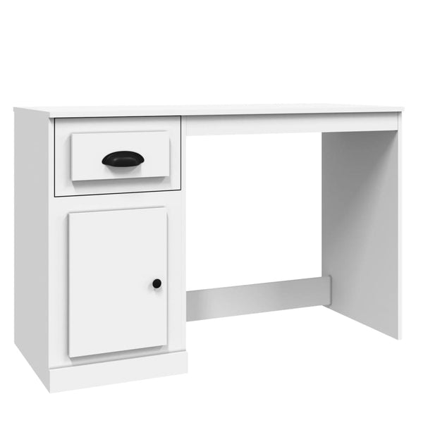 Skrivebord med skuff hvit 115x50x75 cm konstruert tre