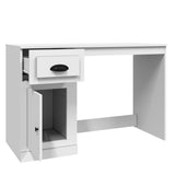 Skrivebord med skuff hvit 115x50x75 cm konstruert tre