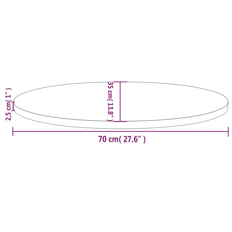 Bordplate 70x35x2,5 cm heltre furu oval