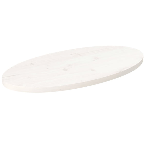 Bordplate hvit 70x35x2,5 cm heltre furu oval