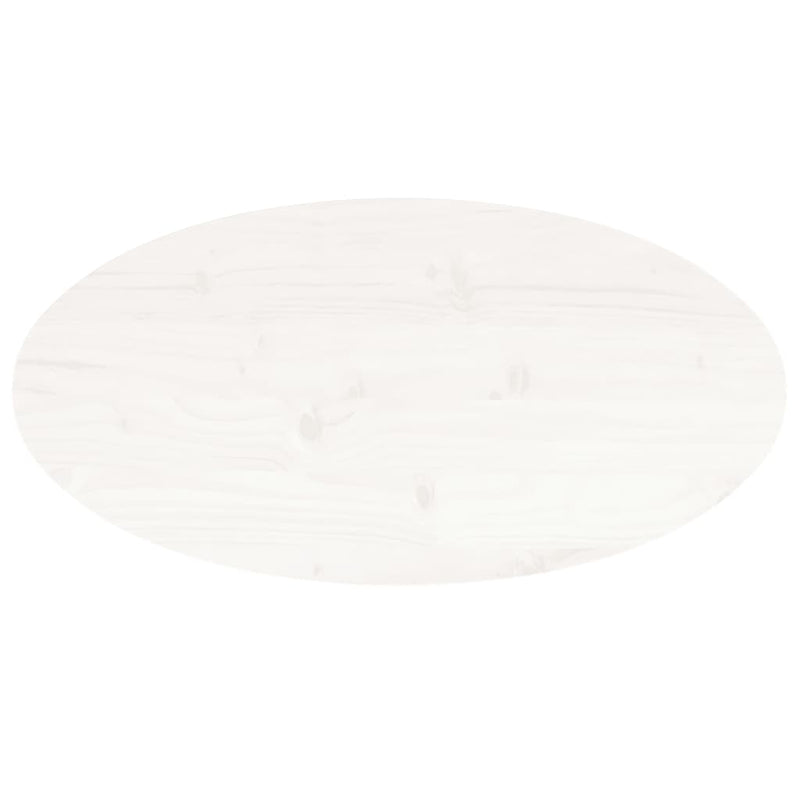 Bordplate hvit 80x40x2,5 cm heltre furu oval