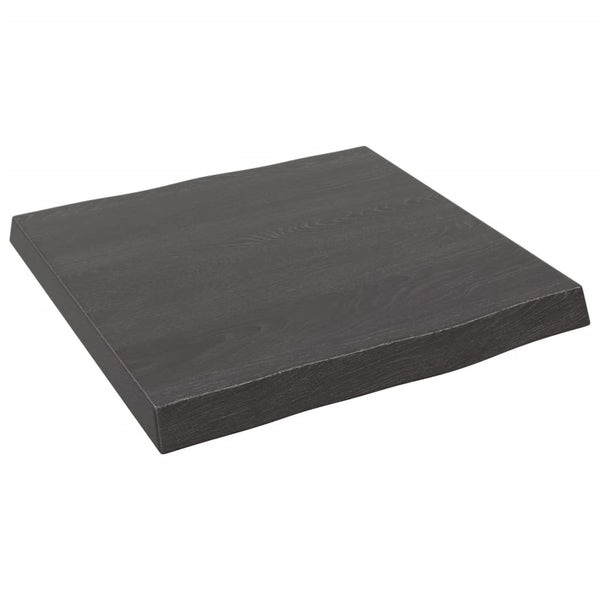 Bordplate mørkegrå 40x40x4cm behandlet heltre eik naturlig kant