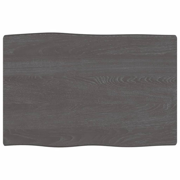 Bordplate mørkegrå 60x40x2cm behandlet heltre eik naturlig kant